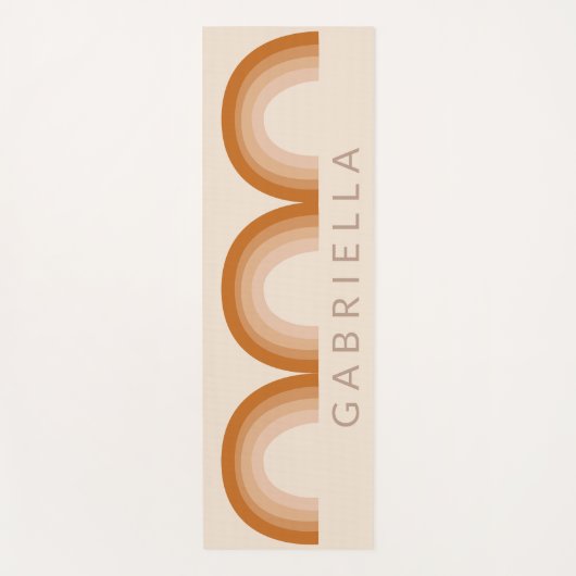 Abstrakt Boho Wüste Rainbow Terracotta Monogram Yogamatte (Vorderseite)