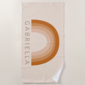 Abstrakt Boho Wüste Rainbow Terracotta Name Strandtuch (Vorderseite)