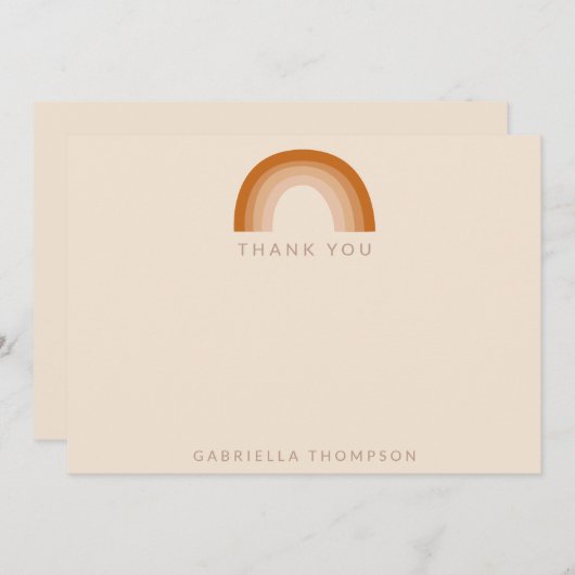 Abstrakt Boho Wüste Regenbogen Terracotta Custom Dankeskarte (Vorne/Hinten)