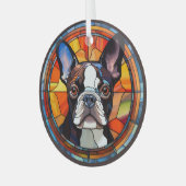 Abstrakt Boston Terrier Dog gestains Ornament Aus Glas (Vorderseite links)