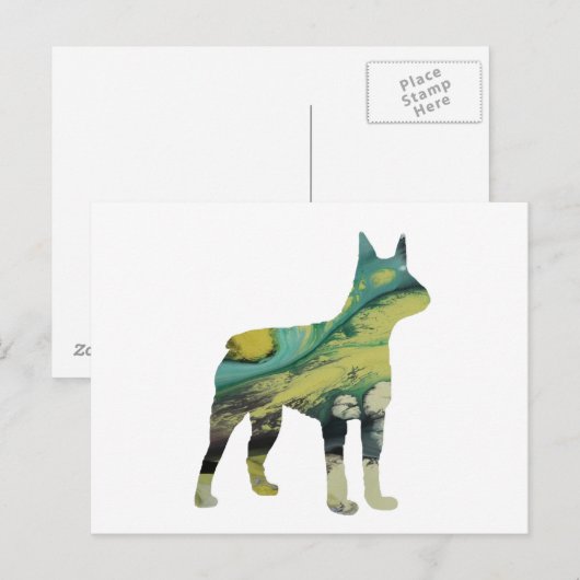 Abstrakt Boston Terrier Silhouette Postkarte (Vorne/Hinten)