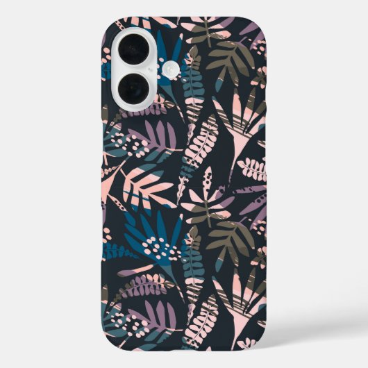 Abstrakt Botanisches Boho Muster Rosa Blau Case-Mate iPhone Hülle (Rückseite)