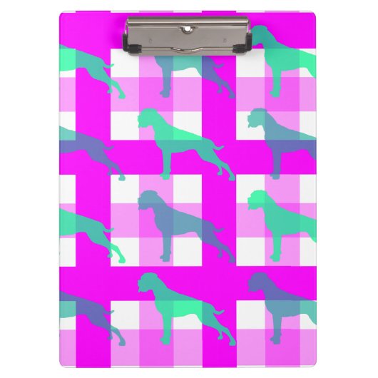 Abstrakt Boxer Vibes - Green & Pink Edition Klemmbrett (Vorderseite)