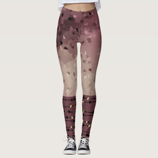 Abstrakt, braun, rosa, rosa, rosa leggings (Vorderseite)
