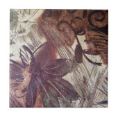 Abstrakt-braune Blumenmuster 1 Fliese (Vorderseite)