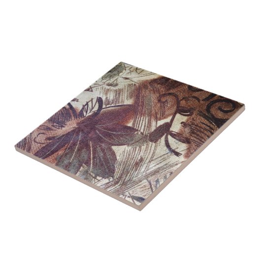 Abstrakt-braune Blumenmuster 1 Fliese (Seite)