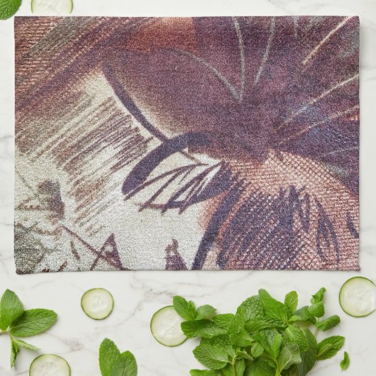 Abstrakt-braune Blumenmuster 1 Handtuch (Gefaltet)