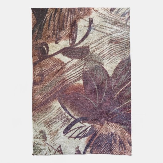 Abstrakt-braune Blumenmuster 1 Handtuch (Vertikal)
