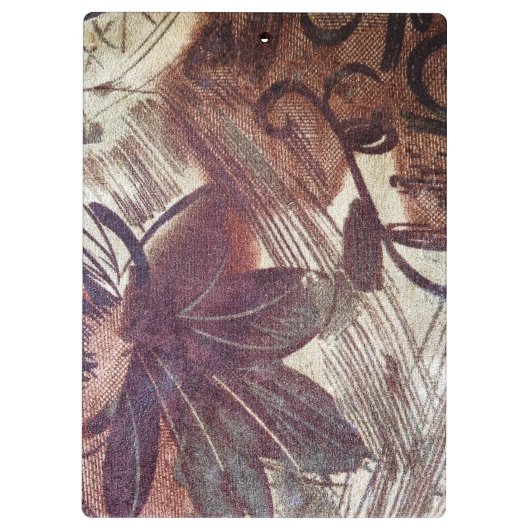 Abstrakt-braune Blumenmuster 1 Klemmbrett (Rückseite)