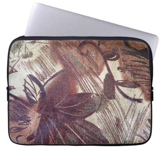 Abstrakt-braune Blumenmuster 1 Laptopschutzhülle (Vorderseite)