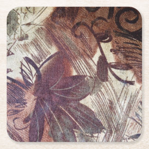 Abstrakt-braune Blumenmuster 1 Rechteckiger Pappuntersetzer