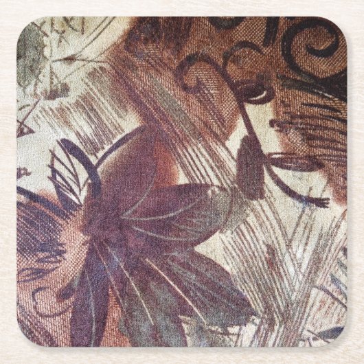 Abstrakt-braune Blumenmuster 1 Rechteckiger Pappuntersetzer (Vorderseite)