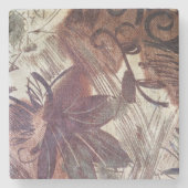 Abstrakt-braune Blumenmuster 1 Steinuntersetzer (Vorderseite)