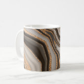 Abstrakt-brauner Marmor mit goldener Textur Kaffeetasse (Vorderseite Links)