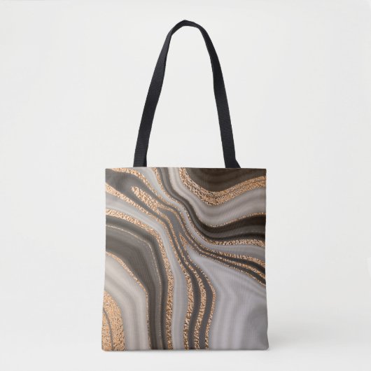 Abstrakt-brauner Marmor mit goldener Textur Tasche (Vorderseite)