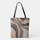 Abstrakt-brauner Marmor mit goldener Textur Tasche (Rückseite)