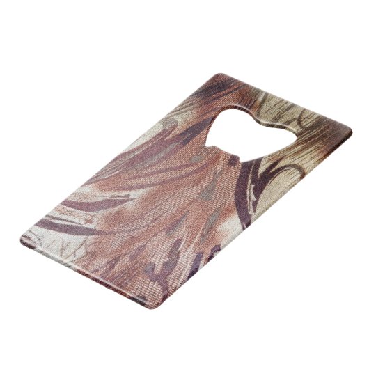 Abstrakt-braunes Blumendesign 2 Geldbeutel Flaschenöffner (Rückseite Schrägansicht)