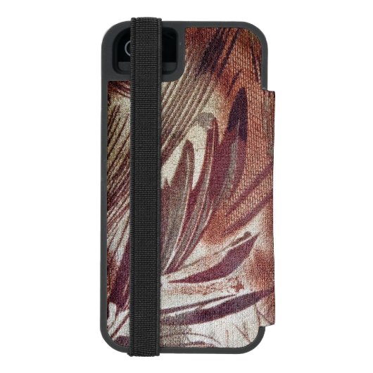 Abstrakt-braunes Blumendesign 2 Incipio iPhone Geldbeutel-Hülle (Folio Rückseite)