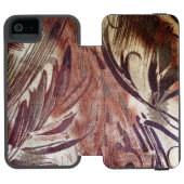 Abstrakt-braunes Blumendesign 2 Incipio iPhone Geldbeutel-Hülle (Folio Geöffnet)