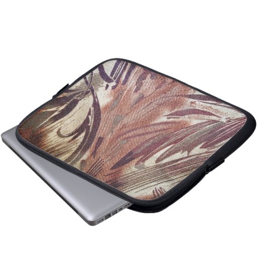 Abstrakt-braunes Blumendesign 2 Laptopschutzhülle (Vorne Knopf)