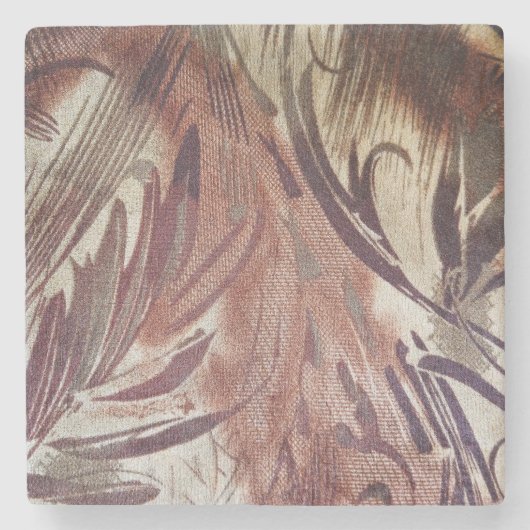 Abstrakt-braunes Blumendesign 2 Steinuntersetzer (Vorderseite)