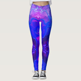 Abstrakt Bright Blue Lila Swirbelgemein Leggings