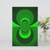Abstrakt Bright Green Groovy Kaleidoscope Muster Briefpapier (Stehend Vorderseite)