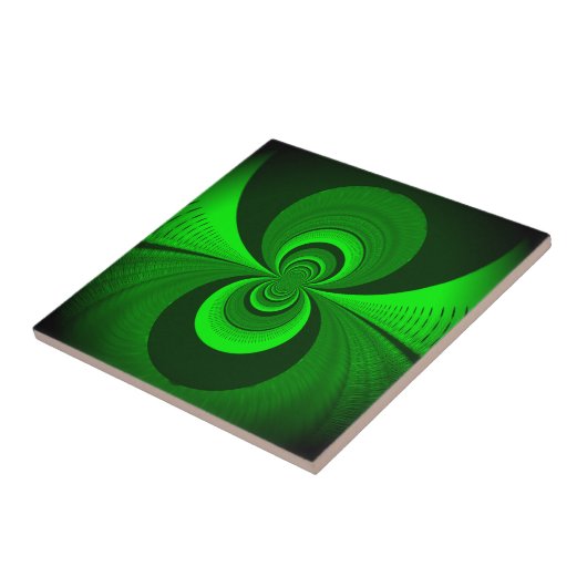 Abstrakt Bright Green Groovy Kaleidoscope Muster Fliese (Seite)