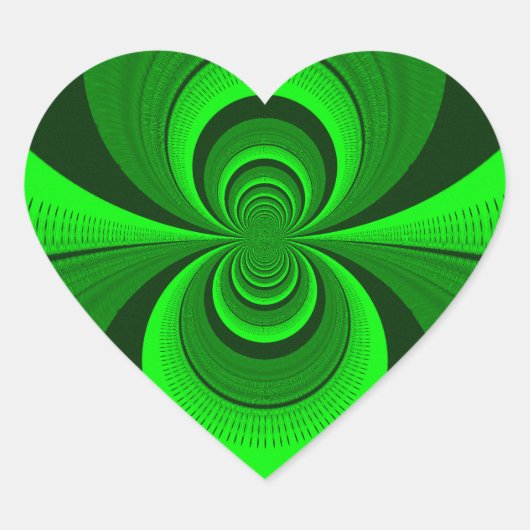 Abstrakt Bright Green Groovy Kaleidoscope Muster Herz-Aufkleber (Vorderseite)