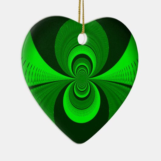 Abstrakt Bright Green Groovy Kaleidoscope Muster Keramikornament (Rechts)