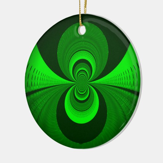 Abstrakt Bright Green Groovy Kaleidoscope Muster Keramikornament (Links)