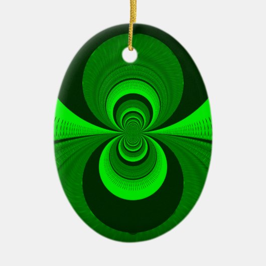 Abstrakt Bright Green Groovy Kaleidoscope Muster Keramikornament (Vorne)