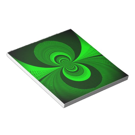 Abstrakt Bright Green Groovy Kaleidoscope Muster Notizblock (angewinkelt)