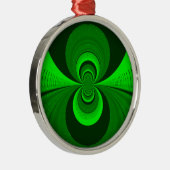 Abstrakt Bright Green Groovy Kaleidoscope Muster Ornament Aus Metall (Rechts)