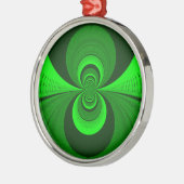 Abstrakt Bright Green Groovy Kaleidoscope Muster Ornament Aus Metall (Links)