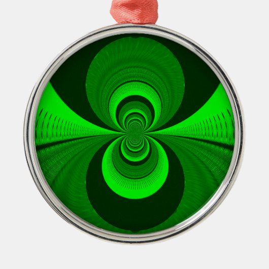 Abstrakt Bright Green Groovy Kaleidoscope Muster Ornament Aus Metall (Vorne)