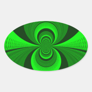 Abstrakt Bright Green Groovy Kaleidoscope Muster Ovaler Aufkleber