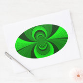Abstrakt Bright Green Groovy Kaleidoscope Muster Ovaler Aufkleber (Umschlag)