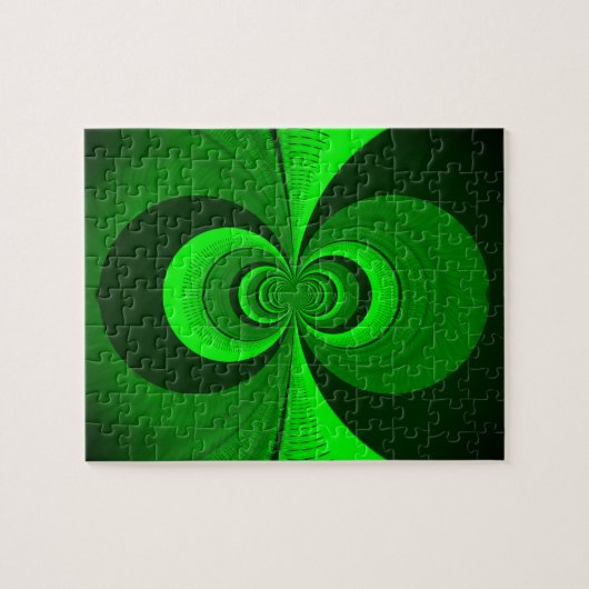 Abstrakt Bright Green Groovy Kaleidoscope Muster Puzzle (Horizontal)