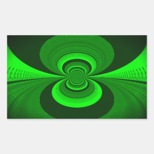 Abstrakt Bright Green Groovy Kaleidoscope Muster Rechteckiger Aufkleber