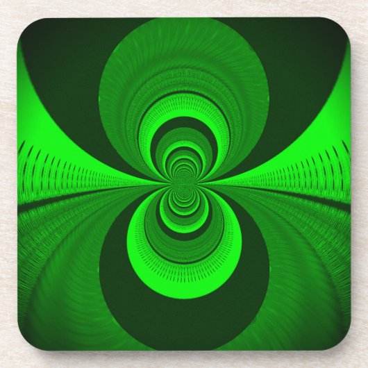 Abstrakt Bright Green Groovy Kaleidoscope Muster Untersetzer (Vorderseite)