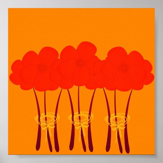 Abstrakt Bright Orange Red Anemones Bouquet Poster (Vorne)