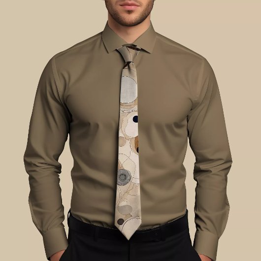 Abstrakt Brown & Beige Gemusterte Krawatte