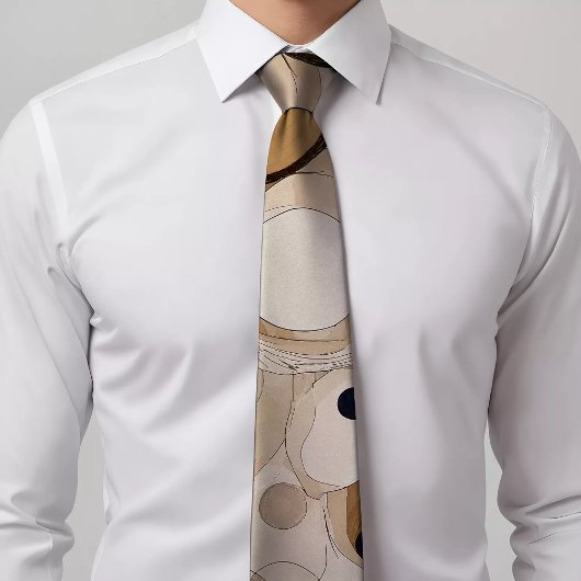 Abstrakt Brown & Beige Gemusterte Krawatte