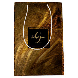 Abstrakt Brown Luxury Gold Glitzer Moderner Chic Mittlere Geschenktüte