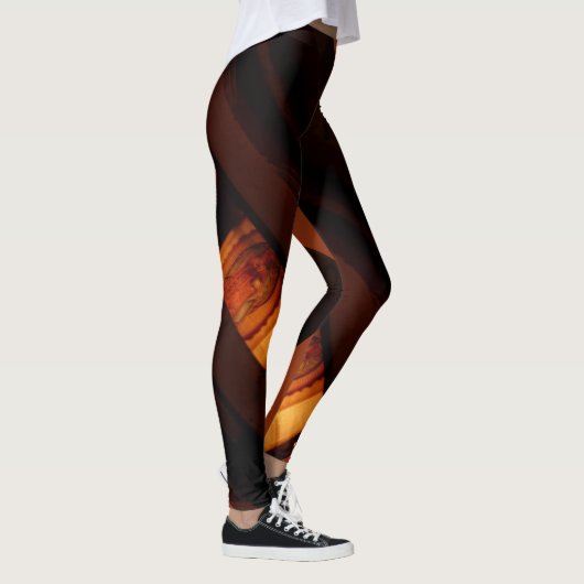 Abstrakt Brown, Rost, Gold mit Name Fashion Leggings (Rechts)