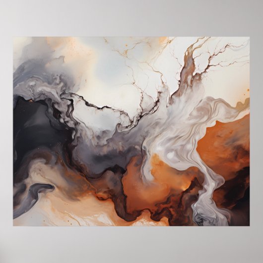 Abstrakt Browns Fluid Marmorkunst Poster (Vorne)