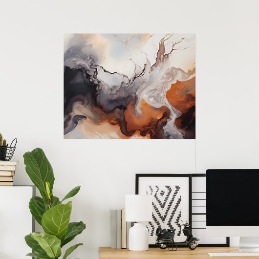 Abstrakt Browns Fluid Marmorkunst Poster (Heimbüro)