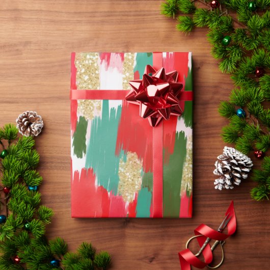 Abstrakt Brush Strokes Gold Glitzer Weihnachten Geschenkpapier (Feiertagsgeschenk)