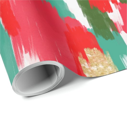 Abstrakt Brush Strokes Gold Glitzer Weihnachten Geschenkpapier (Rolleneckpunkt)